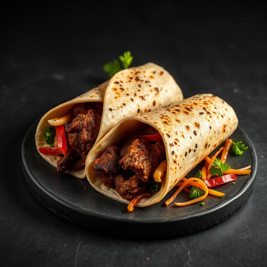 Frisch zubereiteter Döner mit Salat und Soße