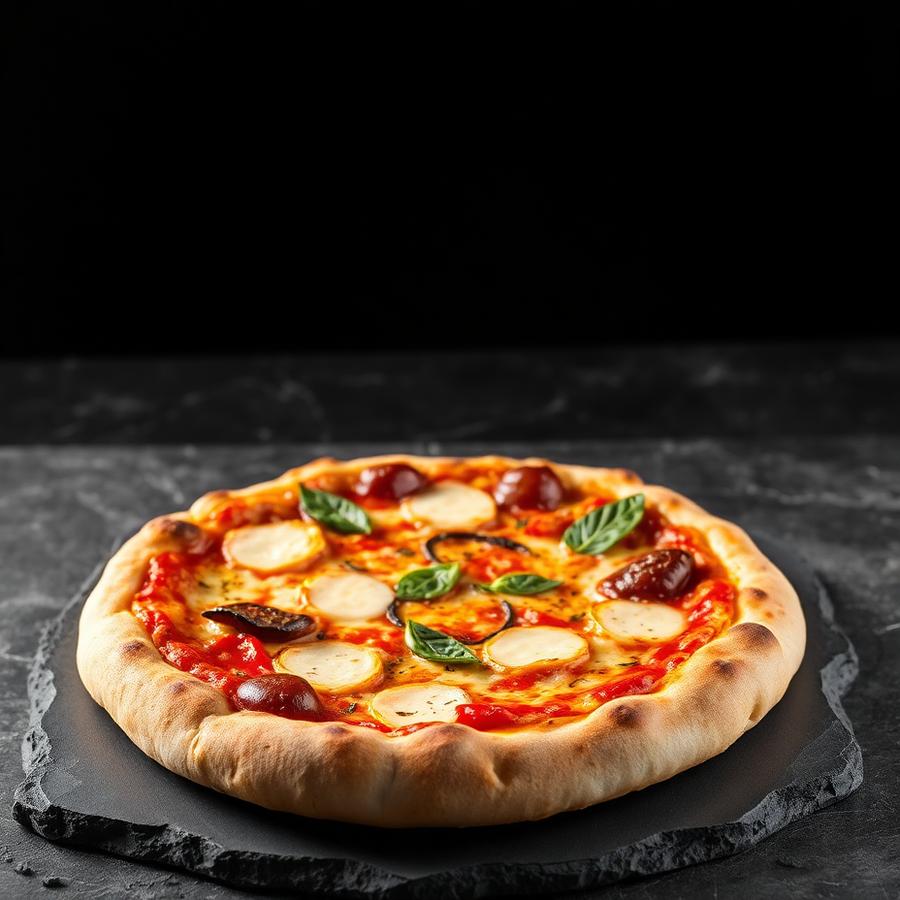 Frisch gebackene Pizza aus dem Steinofen