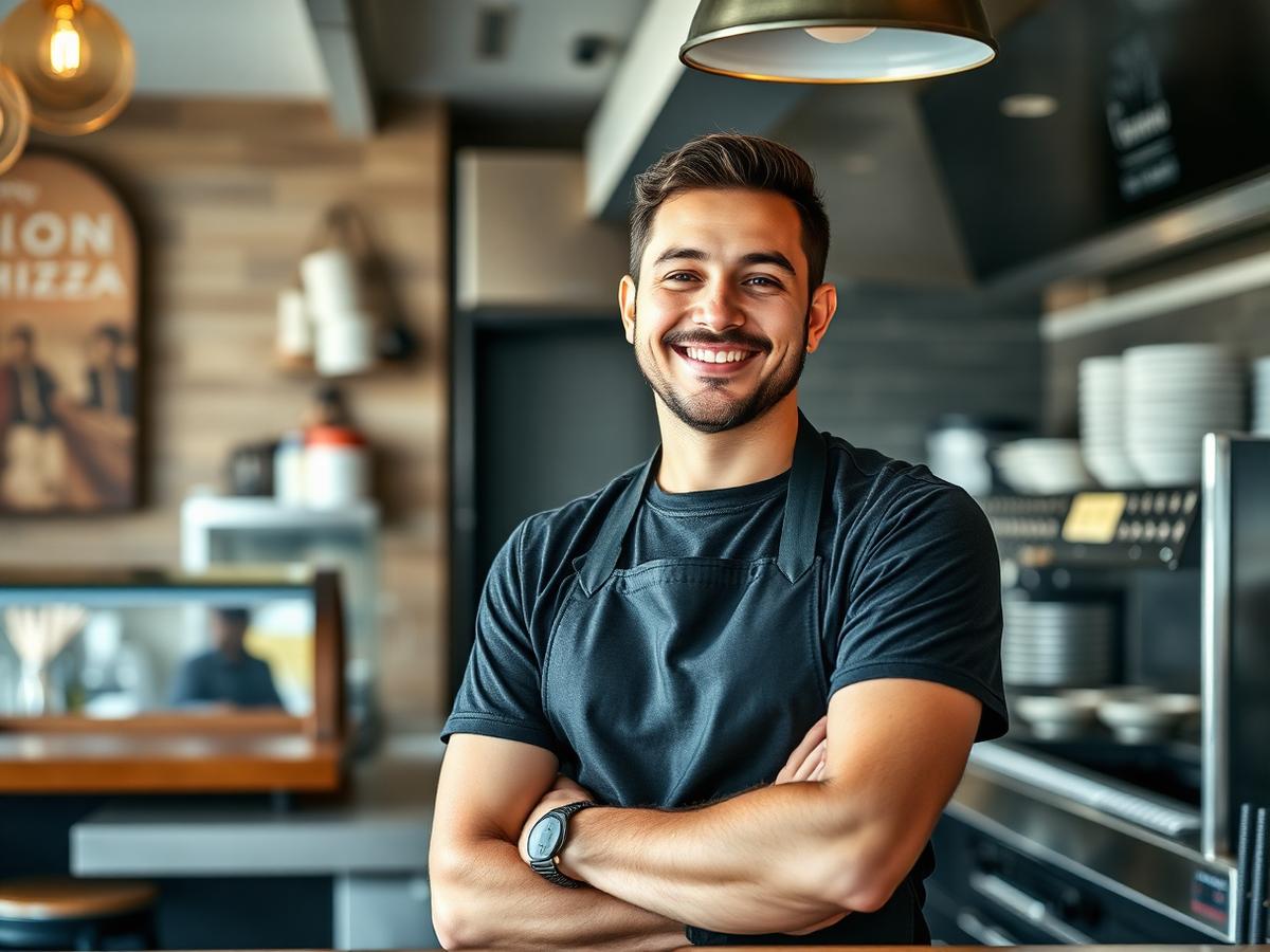 Restaurantteam nimmt Bestellungen digital entgegen
